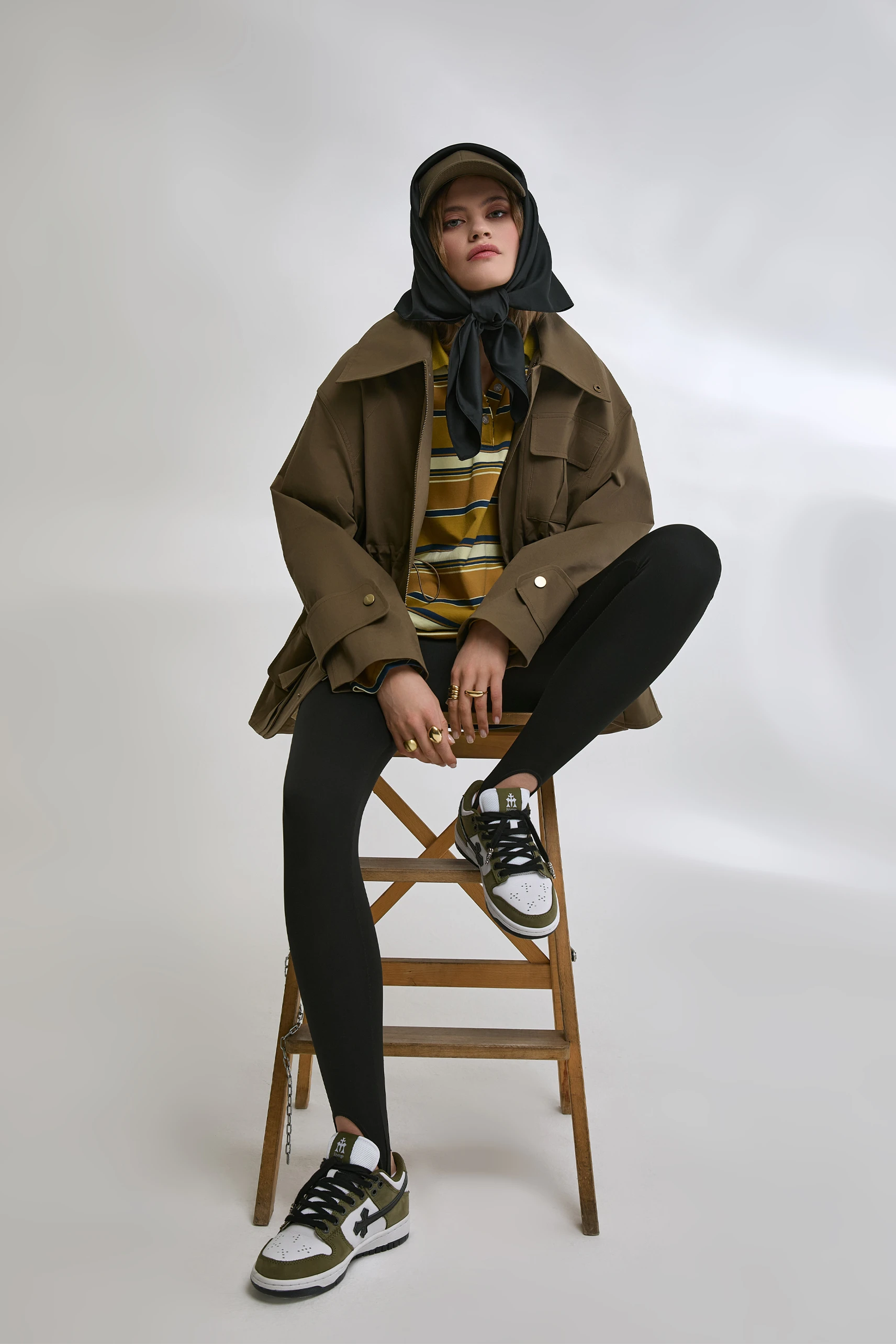 Graphic depicting a color palette of Stone Brown, Dark Navy, Beige, and Cream White along with corresponding hex color codes.