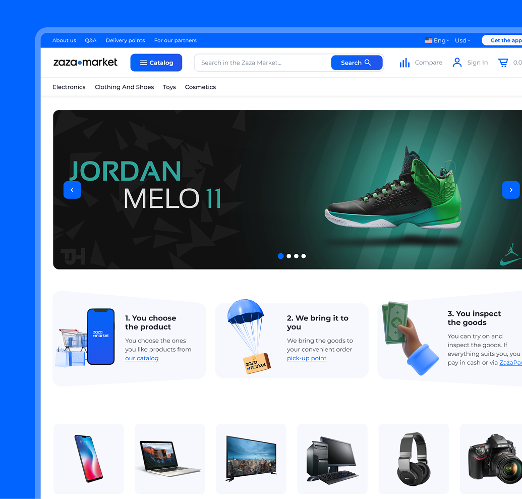 Emblem design for Madame FC depicting an M monogram in a circle with the words "Madame FC EST. 2003" inside on top of a background image of a soccer stadium.